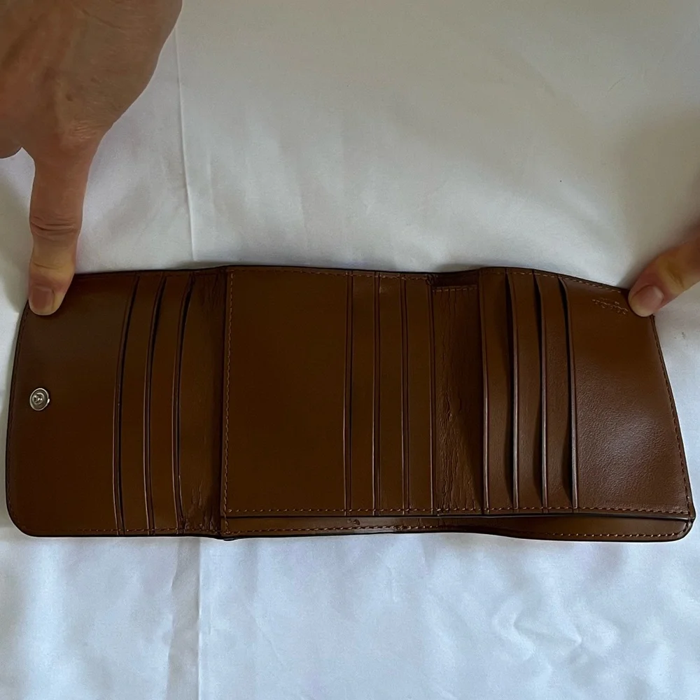 BUNDLE Coach Wild Prairie Wallet Coated Canvas Leather Floral Carmine - Picture 5 of 6